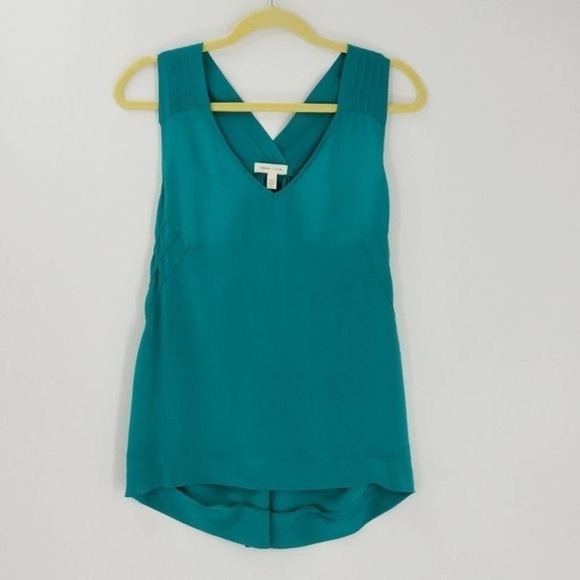 Urban Outfitters Silence + Noise Silk V-Neck Drape Cross Back Blouse Teal Size S - Picture 1 of 4